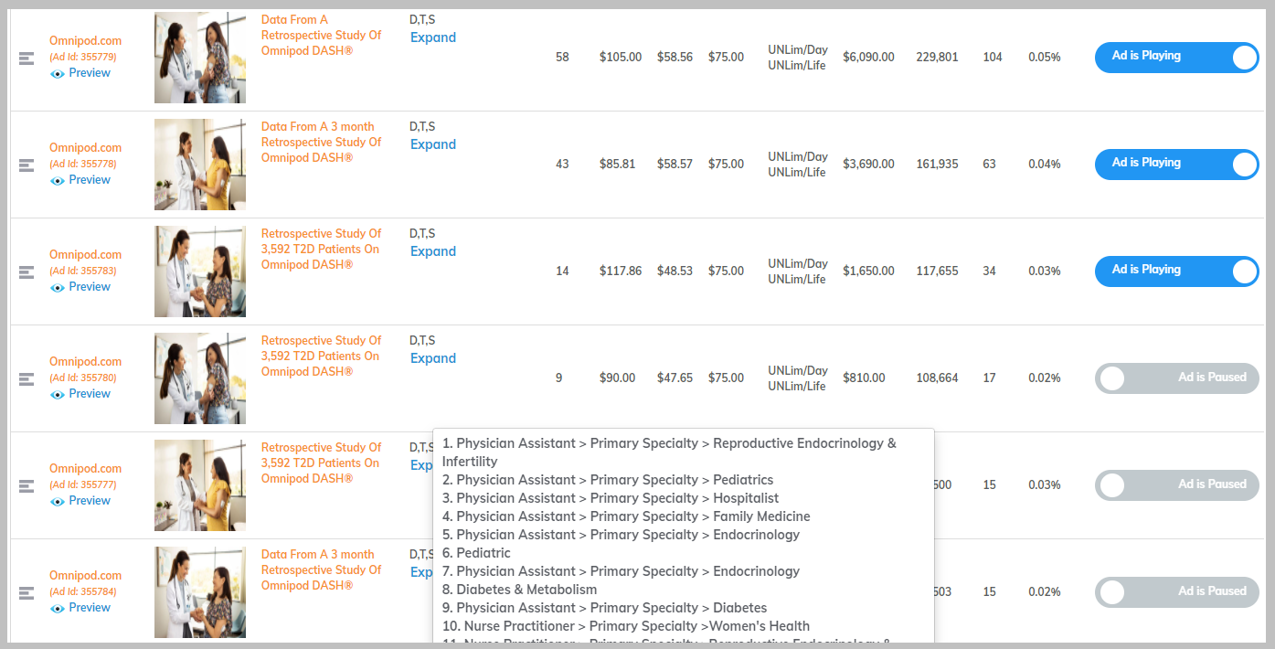 Physican-ad-targeting-interface